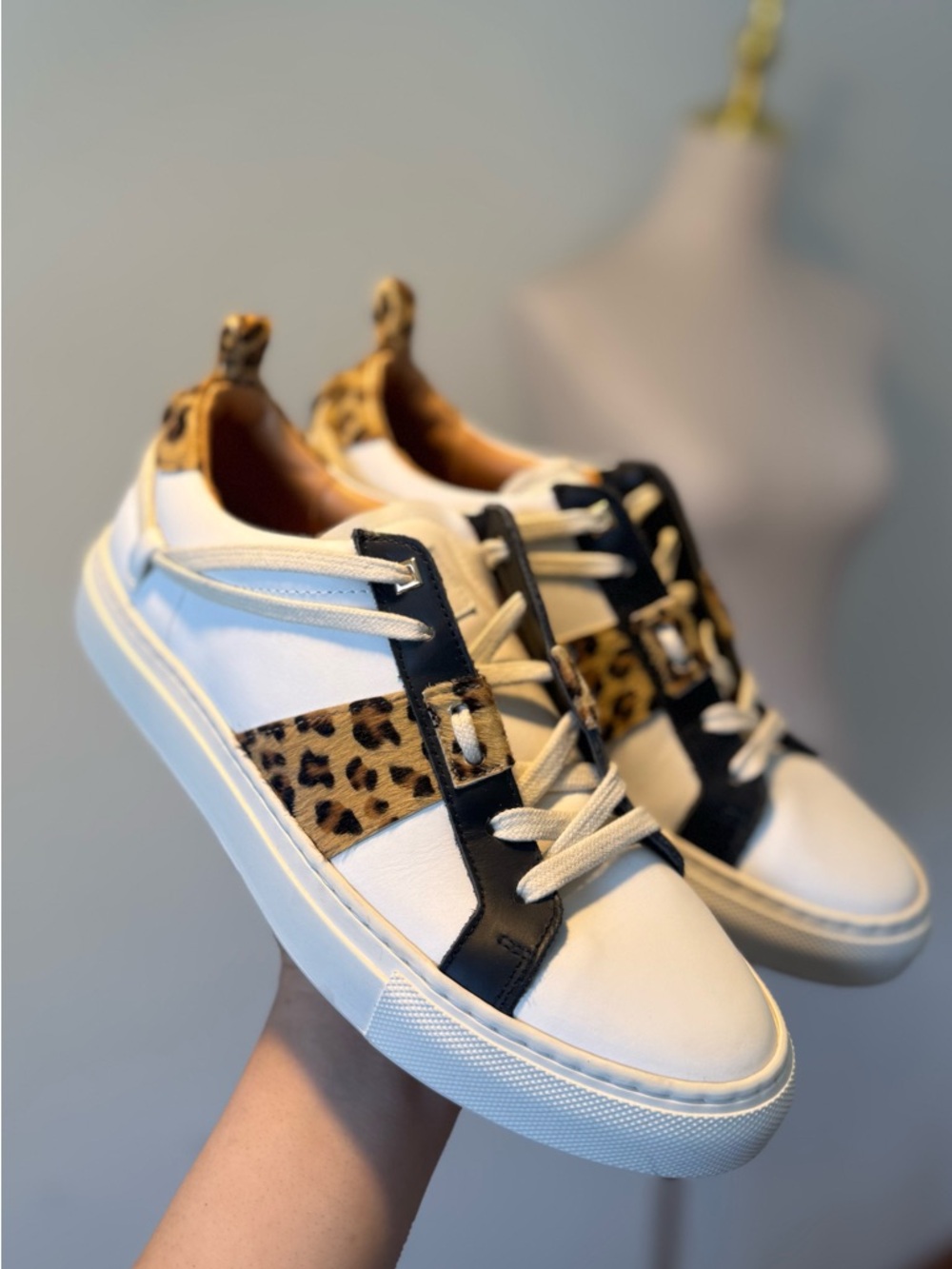 Woollier Made In Italy Leopard Sneakers Size EU 38/US 7-7.5 Woman Leather